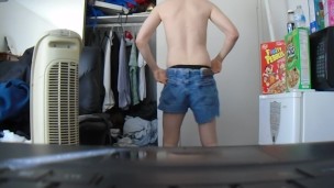 smooth twink-like gay bisexual male dances strips to "Whenever, Wherever"