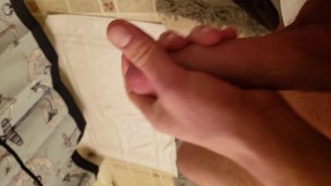 Huge Solo Cumshot on Counter