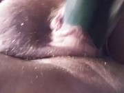 Thick white girl inserts a cucumber