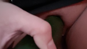 Thick filipina fucking her tight pussy with cucumber