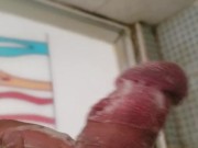 Big Mexican dick with soap. Masturbating during shower