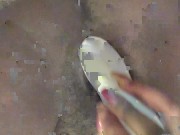 Fucking my tight pussy with my exfoliating brush!