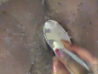 Fucking my tight pussy with my exfoliating brush!