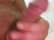 White cock piss into shower