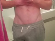 Daddy shows off his muscular body and huge cock