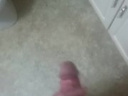 Horny guy with huge dick cums on floor