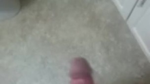 Horny guy with huge dick cums on floor