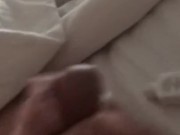 POV Masturbating my big white cock in hotel 3rd cumshot of morning.