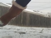 Locked out pee in snow