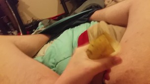 Jerking off with a banana peel for the first time