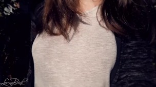 Bouncing Boobs in Shirt While Walking (Braless)