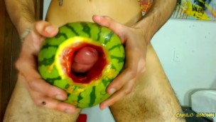 Fucking a watermelon until I cum inside it - Camilo Brown