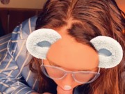 Snapchat Smiling Redhead in Glasses Sucking Cock till CIM POV 2/16