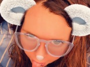 Snapchat Smiling Redhead in Glasses Sucking Cock till CIM POV 4/16