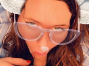 Snapchat Smiling Redhead in Glasses Sucking Cock till CIM POV 6/16