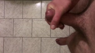 Spurting cum on the bath tiles