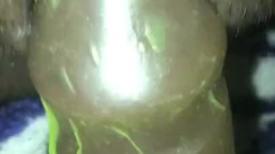 Wet Clit rubbing on dildo