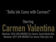 Sexy Carmen Valentina Dildo Drills With Tattooed Bella Ink! 1/16