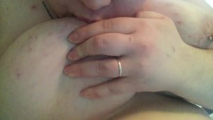 playing with my tits and sucking my nipples