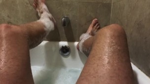 Soapy Jock Feet and Legs in Tub