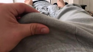 Small uncut cock morning wood tease