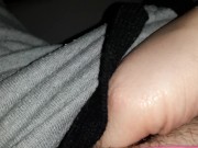 Fast fingerfucking myself in the car while it rains waiting for my next rid