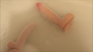 My Feet Playing With Dildos in a Bubble Bath