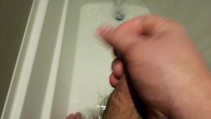 Jerking off in a new shower....same result... cumshot