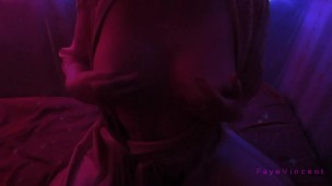 Shy teen touches her nipples with ice cube