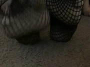 Playing with my feet in my new lingerie
