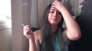 Miss Dee Nicotine having her morning Cigarette