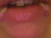 Beautiful face, sexy wet mouth
