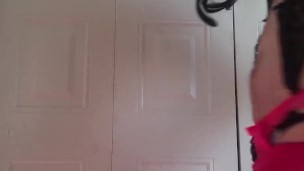 CROSSDRESSER SHOWING OFF ON CAM WHILE WIFE IS HOME!!