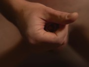 Jerking off my uncut cock and cum on the shirt; my first video 9/16