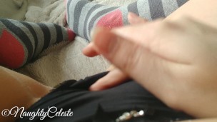 4K Intense orgasm with masturbation in panty and socks