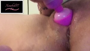 Morning quickie with dildo and clit vibrator to orgasm contractions