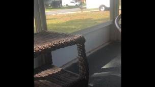 Masturbating for my neighbor. He kept trying not to watch