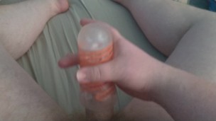 Fat guy using his tenga spinner for pleasure