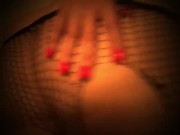 Carlycurvy dildo play in ripped fishnets 4/16