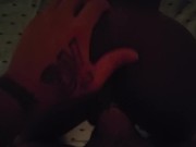 Creamy black pussy cums on big white dick 3/16