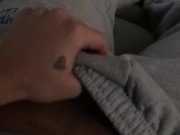 Trying to sneak and masturbate in living room while girlfriend cooks dinner