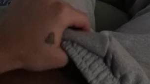 Trying to sneak and masturbate in living room while girlfriend cooks dinner