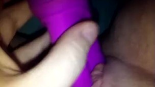 Using a purple vibrator to fuck myself