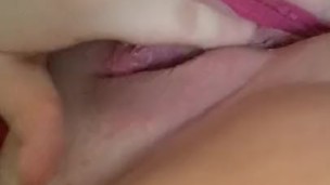 Playing with my little pink toy