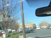 Masturbating in parking lot of mall.  Hung white cock precum