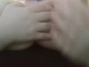 BBW Plays with large armature breast while talking to someone online
