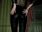 baby took off her leather pants and sat on the dick 1/16