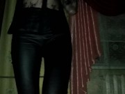 baby took off her leather pants and sat on the dick 2/16