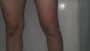 Solo male masturbation and cumshot in shower
