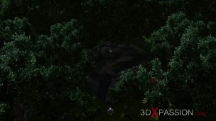 Beautiful young fairies fucked by lustful man bull in fairy forest
